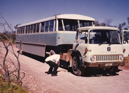 Semi trailer bus Woomera,Dept Of Supply.