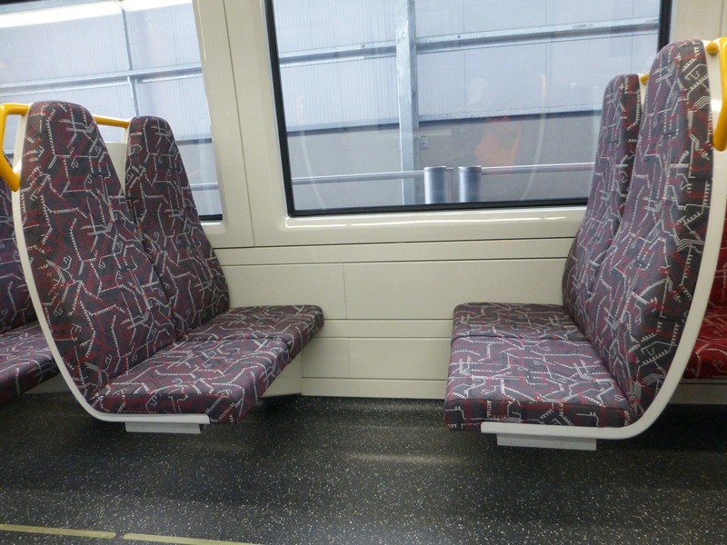 Interior of the replica, seating with more leg room and space underneath for storage of bags.