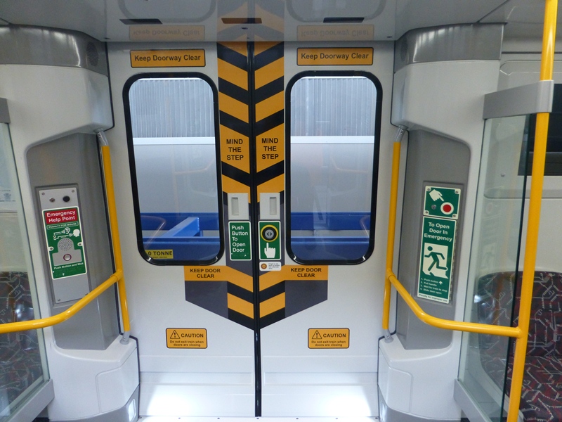 Interior of the replica NGR train showing the carriage doors of the NGR rolling stock