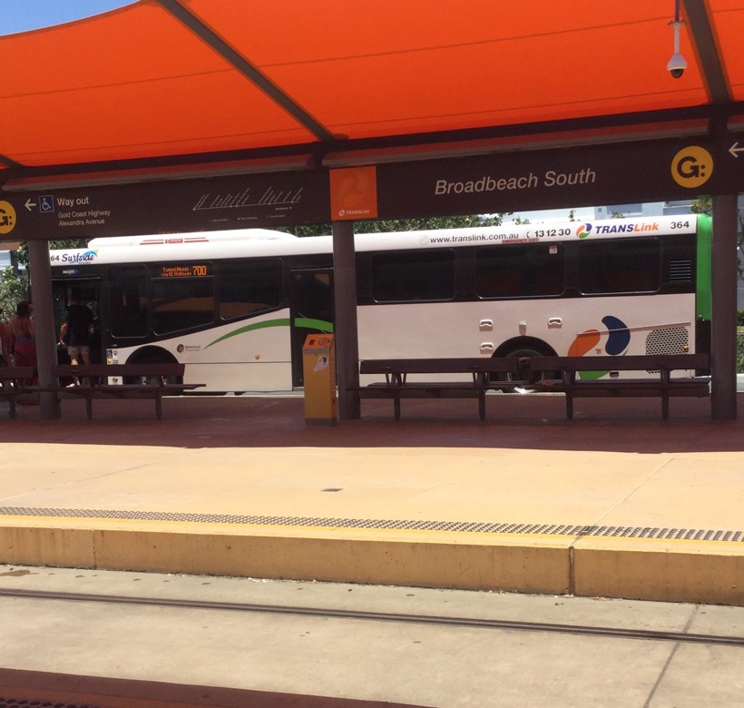 Surfside Buslines Bustech XDi 364 terminating a route 700 at the rear of Broadbeach Interchange