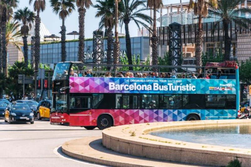 New image of Barcelona tourist bus.