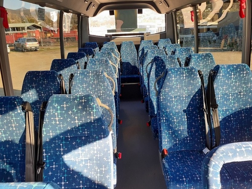 Semi-coach seat-belted seating