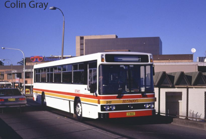 m/o 8662
Busways (217) Mercedes O405/Custom Coaches at Blacktown 22/6/93. It is now at Grafton as 2864 MO.
Keywords: grayphoto buswaysbus mercedes_O405 custom