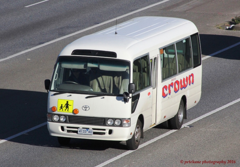 4133 AO
Crown Coaches, Nunawading Toyota Coaster HZB50R on the Monash Freeway 15th August 2016.
Keywords: denairphoto toyota_coaster