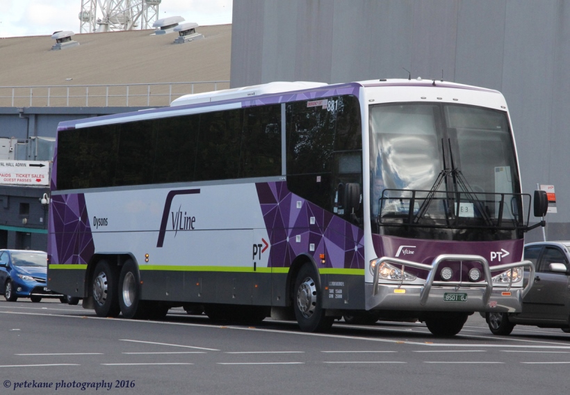 BS 01 GI
Dysons Group, Bairnsdale (881) Scania K440EB 14.5m/Coach Concepts in V/Line livery on V/Line replacement 3 September 2016.
Keywords: denairphoto scania_K440EB coachconcepts