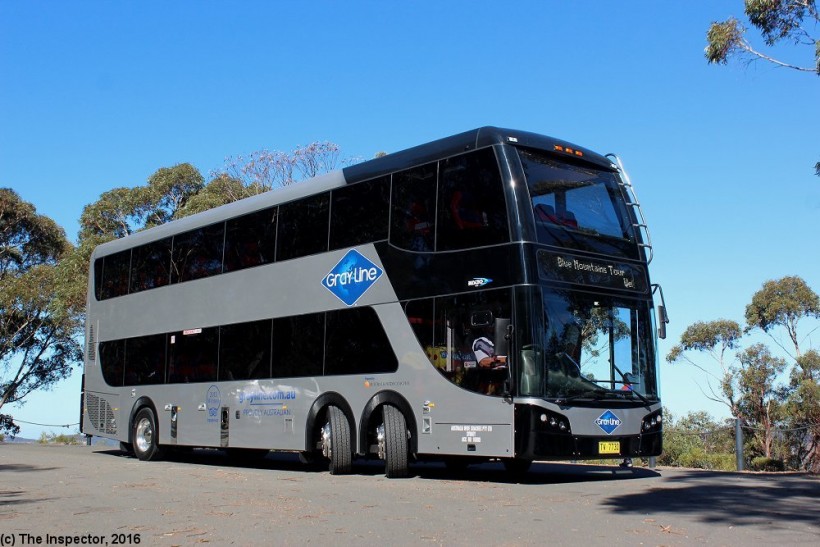 TV 7730
Australia Wide Coaches (124) Bustech CDi - Cummins ISL in Gray Line livery for the Blue Mountains Day Tour, at Katoomba 5/5/2016. Possibly only Bustech CDi to be done as a touring coach. Sold to Thompson Bus Service, Strathpine 8/1/2021.
Keywords: inspectorphoto bustech_CDi thompsonbus