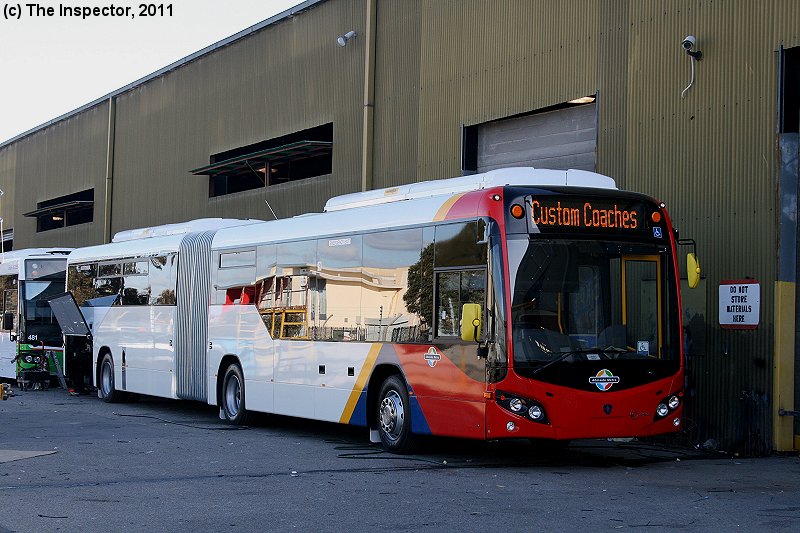 Unregd
The first built CC CB80 bodied artic going to Adelaide Metro on a Scania chassis. Seen at CC Royal Park factory (SA) in the new red front livery prior to delivery.
Keywords: admetbuses custom_CB80 inspectorphoto scania