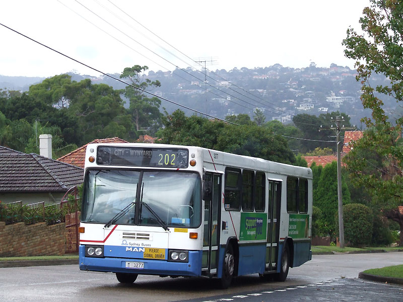 m/o 3277
Sydney Buses (3277) MAN SL202/PMC at Northbridge in the rain 28/2/2007.
Keywords: stabuses PMC man_SL202 benophoto