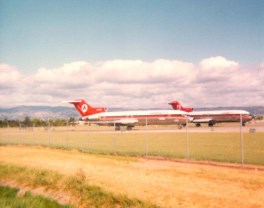 Ansett Boeing 727-200's,Adelaide Airport during airline strike around 1981.