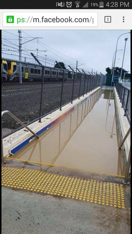 Subway at Porirua Railway Station flooded. Photo from Facebook.